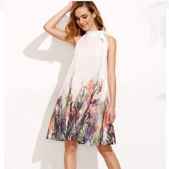 πHPπ LADIES FLORAL PRINT A-LINE SLEEVELESS DRESS - Picture 1 of 8